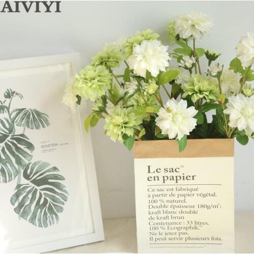 Artificial flower plastic dahlia branch home Christmas decoration DIY wedding bouquet road leading flower wall plant fake flower