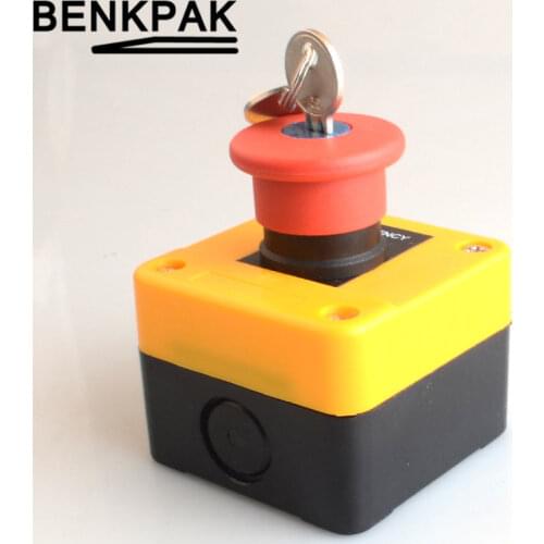 Key emergency stop e-stop pushbutton box key mushroom key switch