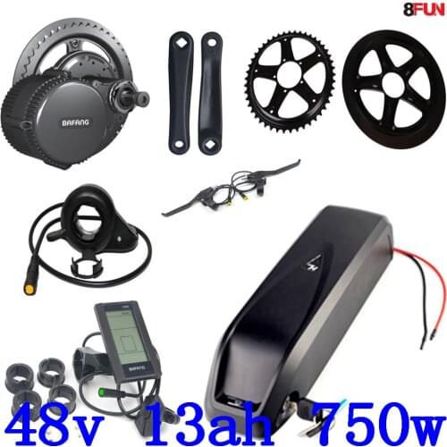 BBS02B BBS02 Bafang 48V 750W mid drive electric motor kit+48V 13Ah electric bicycle Lithium ion Battery for 48V 500W 750W motor