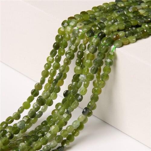 4/6MM Natural Faceted Round Green Russian Jades Stone Beads DIY Jewelry Making Accessories Gem Stone Bead For Beading Wholesale