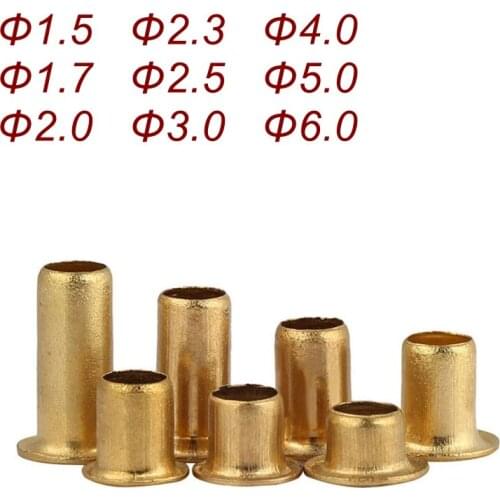 Brass Hollow rivets Φ1.5 Φ1.7 Φ2 Φ2.3 Φ2.5 Brass rivet Brand Double-sided Circuit Board PCB vias nails Brass Corns