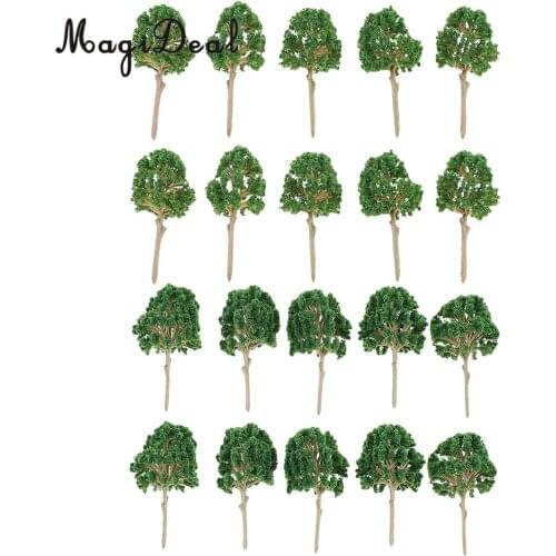 MagiDeal 10Pcs Sand Table Model Building Scale Tree Plant Miniature for Tailway Tailroad Train Track Park Garden Scenery Toys