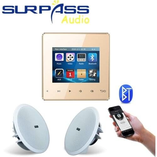 Smart Audio Bluetooth Wall Amplifier with Ceiling Speaker Mudules Kit Home Background Music Stereo System 2CH 25W Bathroom Hotel