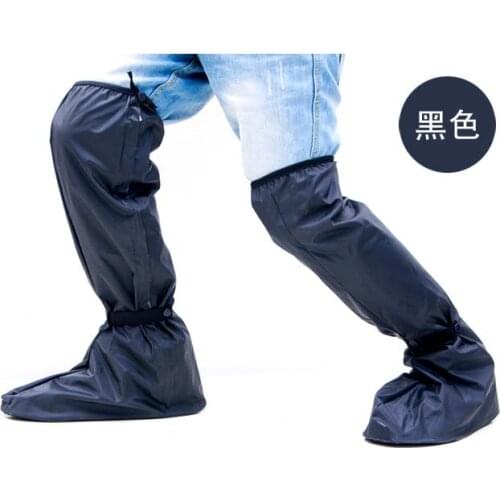 Black men and women Gaotong knee thick waterproof non-slip bottom waterproof rain rain shoe covers can be reused
