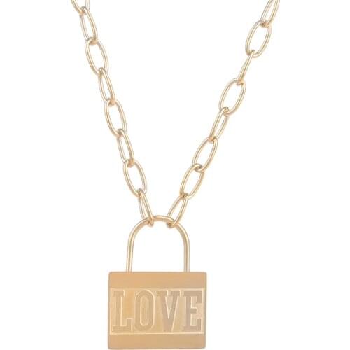 New Punk Stainless Steel Love Lock Pendant Sweater Chain Necklaces For Woman Choker Jewelry For Woman Drop Shipping