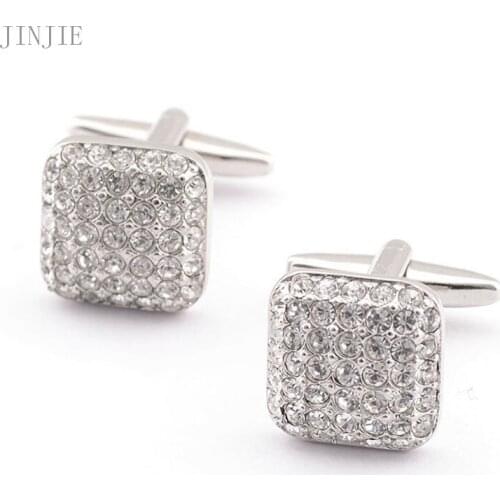 2019 New Simple Style Rhinestone Cufflinks Mens Women Shirt Cuff Button Christmas Gifts Cuff Link Gemelos Jewelry