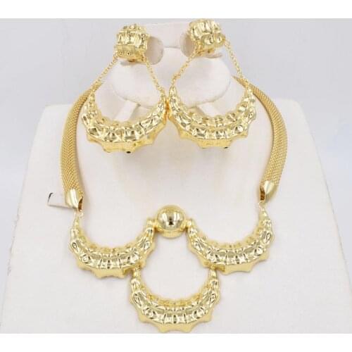 NEW High Quality Ltaly 750 Gold color Jewelry Set For Women african beads fashion necklace set earring jewelry