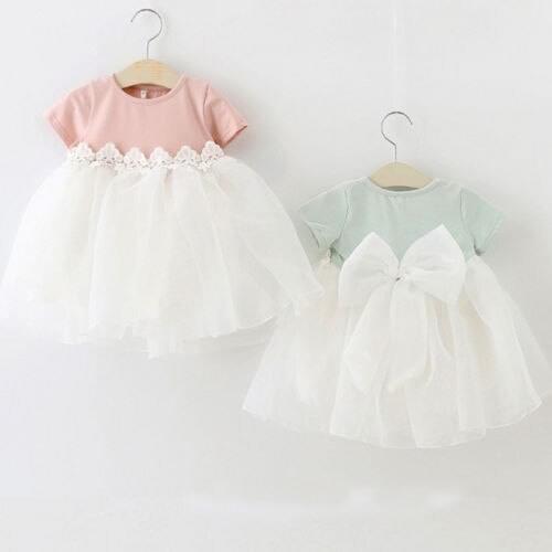 Newborn Baby Girls Tutu Tulle Dress Princess Party Lace Flower Dresses Wedding Ball Gown Patchwork Dress Sundress
