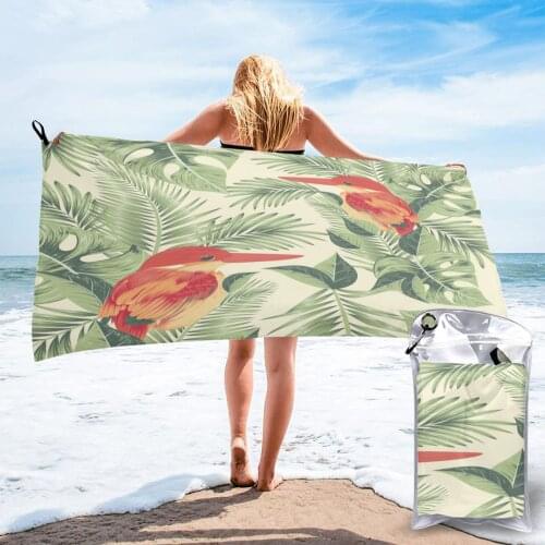 Bathing Towel Tropical Leaves Birds Bath Wearable Towel Dress Fast Drying Beach Spa Magical Nightwear Sleeping