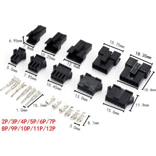 SM2.54 2P 3P 4P 5P 6P 8P 2.54 Female and Male JST 2.54MM SM2.54 connector Black Quick Connector