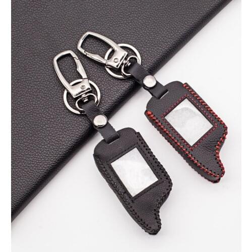 Russian version MA Case keychain Leather case for Scher Khan magicar A B lcd remote two way car alarm system
