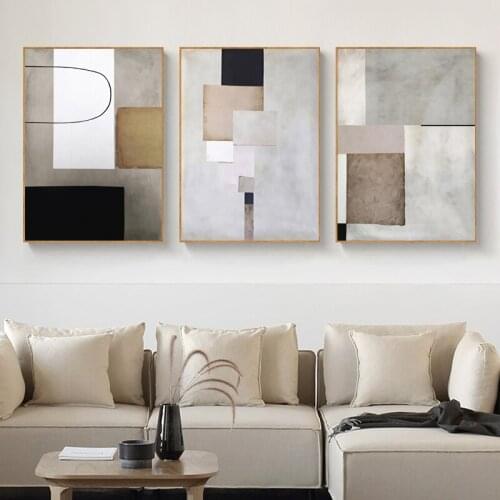 Self-adhesive Wall Stickers Abstract Geometric Vintage Paintings Minimalist Poster Print Wall Art Picture Office Home Decoration