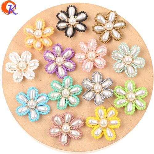 Cordial Design 20Pcs 32MM Jewelry Accessories/Hand Made/Flower Shape/Seed Beads & Imitation Pearl/Earring Findings/DIY Making