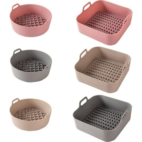 Silicone Pot Multifunctional Air Fryers Thicken BBQ Plate Barbecue Basket Oven Accessories Heating Baking Pan For Fried Chicken