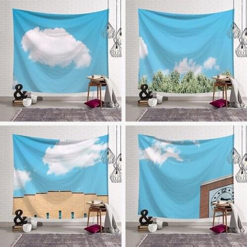Blue white cloud hanging cloth art wall digital printing tapestry/wall blanket/beach towel large size decorative cloth