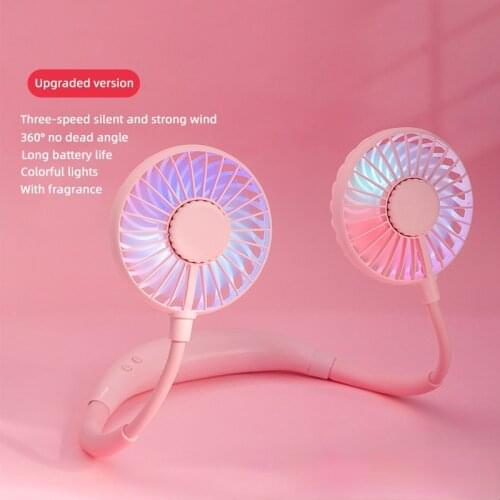 USB portable fan cold fan hands free neck fan hanging rechargeable mini sports fan 3-speed adjustable neck dual fan Home Office