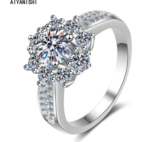 AIYANISHI Fashion 925 Sterling Silver Moissanite Diamond Cluster Ring for Women Anillos Silver 925 Jewelry Wedding Bijoux Femme
