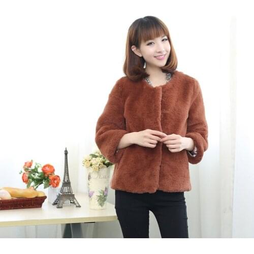 Womens Coat Winter Jacket Faux Fur Coat Slim O Neck Short Coats Korean Womens Jackets Overcoat Chaqueta Mujer KJ285