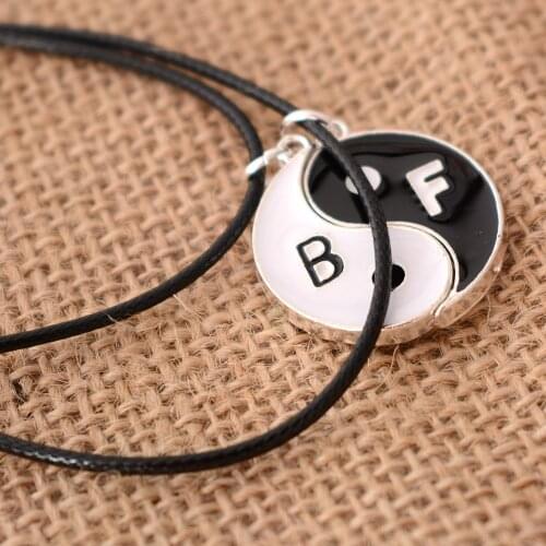 1 Pair Matching Best Friends Puzzle Taiji Yin Yang Stainless Steel Pendant Friendship Couple Necklace For Valentines Gift