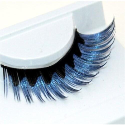 1 pairs Blue natural long false eyelashes cross winged lengthened exaggerated stage false eye Lashes makeup tool R011