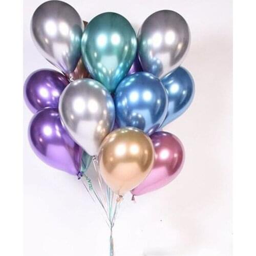 10pcs 12inch New Glossy Metal Pearl Latex Balloons Thick Chrome Metallic Colors Inflatable Air Balls Globos Birthday Party Decor