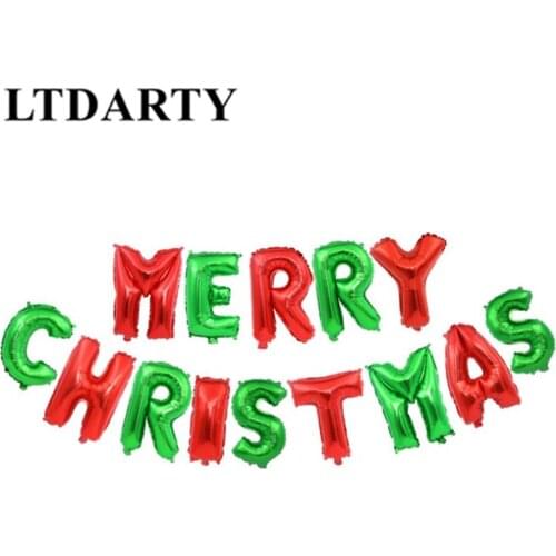 14pcs/16inch red green rose gold silver christmas banner pull aluminum balloon christmas party decoration balloon babys hower