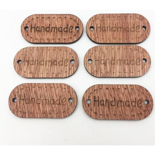 20pcs 50x25mm Rustic Brown Wooden Handmade Connectors Tags Rectangle Oval Embellishments Ornaments DIY Crafts Decorations