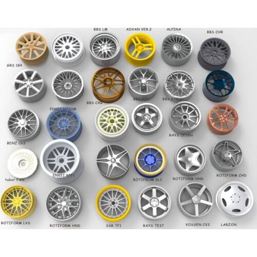4Pcs 1:18 Scale Car Model Wheels 19" Modification Customization TE37 BBS ROTIFORM GTR 184ce28 Toss Wheel Hubs