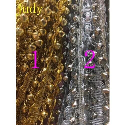 50yards/bag ym188 3-4cm 2 - color metal bell gold thread woven tassel for traditional clothing festive decorations