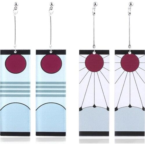 Anime Demon Slayer Kimetsu no Yaiba Acrylic Drop Earrings Blade of Ghost Earings For Women Men Cosplay Jewelry Accessories Gift
