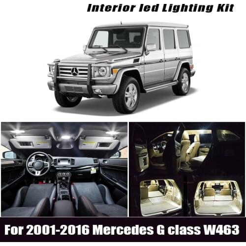 White LED plate lamp + Interior dome mirror Light bulb For 2001-2016 Mercedes G class W463 I II III 1 2 3 G500 G55 AMG G350 G63