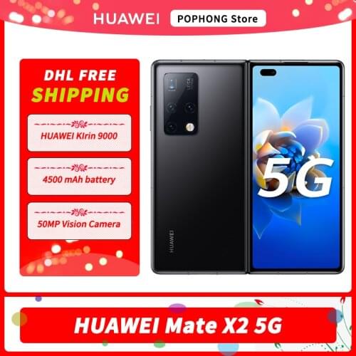 Stock HUAWEI Mate X2 5G Mobile Phone 8 inch Folded Screen OLED Kirin 9000 Octa Core 55W Huawei SuperCharge NFC Phone