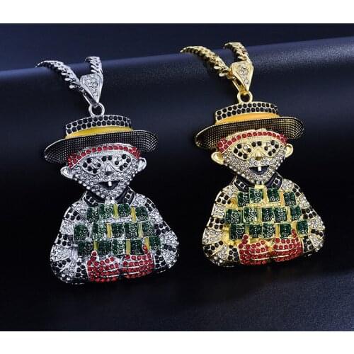 AITIEI Shiny Trendy Clown Colorful Pendant Necklace Charms For Men Women Gold Silver Color Cubic Zircon Hip Hop Jewelry Gifts