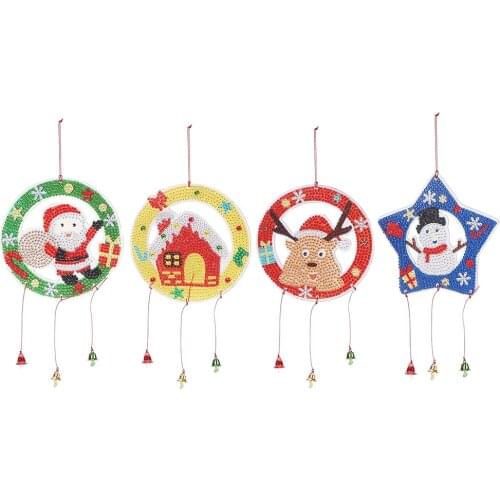 DIY 5D Hanging Christmas Theme Pendant Resin Painting Kit Rhinestone Drawing Home Door Art Craft Bedroom Decor