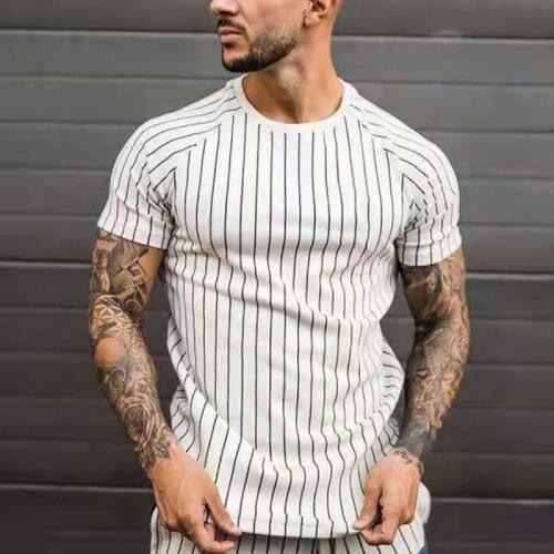New mens t shirts tops tees 2021 casual round neck striped short-sleeved printing long sleeved mens T-shirt