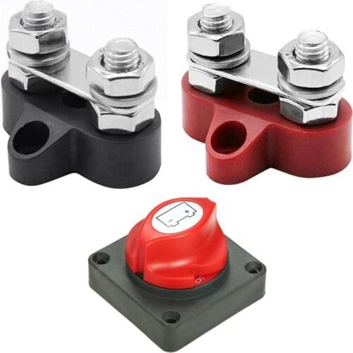 600A Battery Master Isolator Cut Off Kill Switch & Car Bus Bar Power Cable Terminal Blocks Heavy Duty M8