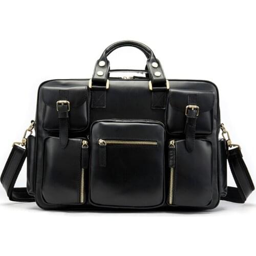 Leather mens bag European and American retro large-capacity portable travel multifunctional travel bag Casual Versatile