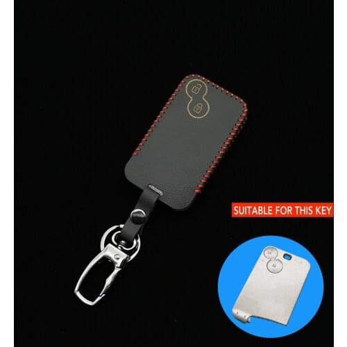 Leather Car Case Remote Control Cover For Renault Clio Logan Megane 2 3 Koleos Scenery Card 2 Buttons Key Box Accessories