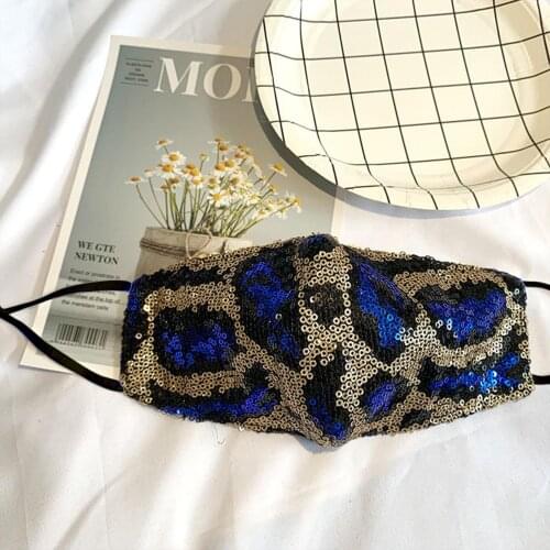 Fashion Sequin Mask For Face Women Leoaprd Design Bling Bling Washable Decor Party Fabric Mask Mouthmask Маска Mascsrillas