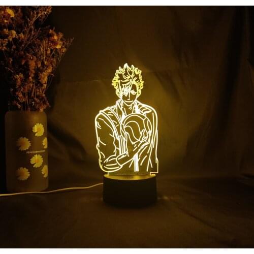 Novelty Upward Lighting Haikyuu Figure TETSURo KUROO 3D Anime LED Table Night Lights Bedside Lamp for Bedroom Home Manga Art