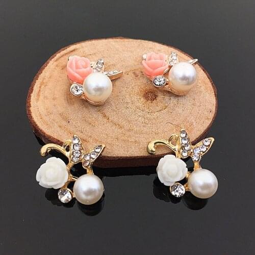 New Style 50pcs/lot Resin Rose Flowers/Pearls/Rhinestone decoration Alloy Gold Tone Cartoon Florals Diy Jewelry Pendants