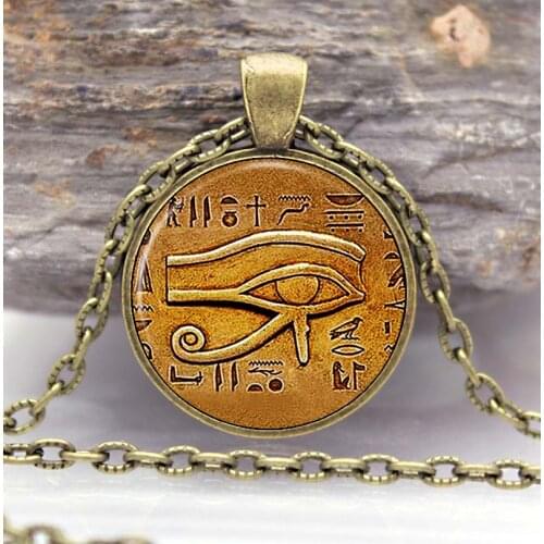 Eye of Horus Necklace Pendant New ARRIVED Jewelry Girl Round Gothic Glasses ancient Pendant Necklace Girls Sweater Chain