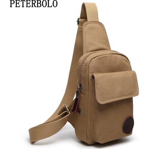 PETERBOLO 2017 Summer New Men Canvas Chest Bag Casual Zipper Crossbody Bags Fashion Small Handbags