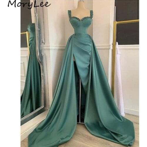 Prom Dresses Sweetheart Sleeveless Spandex Satin Crystal Beaded Prom Dresses With Zipper Back vestidos de fiesta de noche