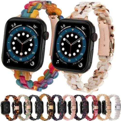 Luxury Tortoise Shell Resin Wrist Band Strap For Apple Watch Series 6 5 4 3 2 1