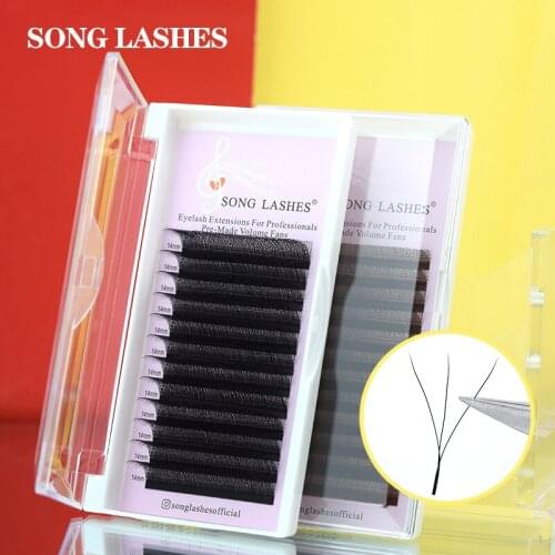 SONG LASHES 3D W Shaped Eyelashes Extension 3 Tip C/D Curl High Quality Idividual Lash Premade Fans
