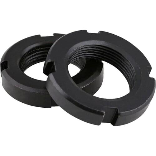 Slotted Round Nuts GB812 M10~M60 Carbon Steel Black Zinc Plated Round Nut Slotted Nut Four Slot Nuts