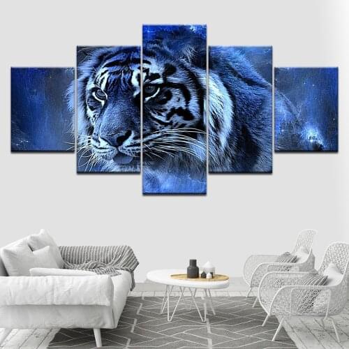 Modern Artwork HD Print 5 Panel Poster Abstract Animal Tiger Wall Art Canvas Painting Bedroom living Room Home Decor Picture