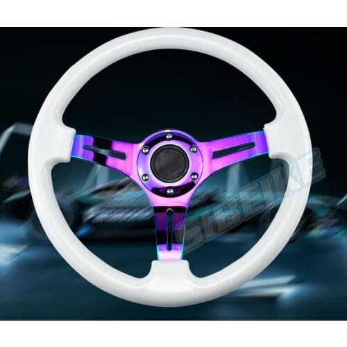 Sport Steering Wheel With Horn Button JDM Racing Modified Neo Chrome Steering Wheel