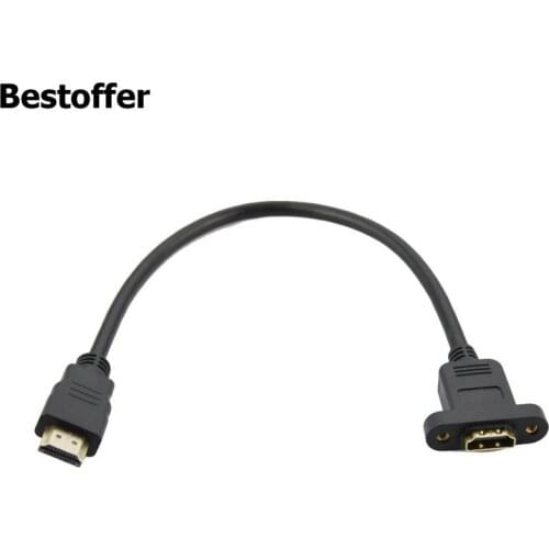 Standard HDMI 1.4 male to Female AV / audio host case panel mount + screw short extension cable cord 1.5m/3m